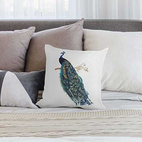Akame Vintage Peacock Art Throw Pillow Cover Cozy Square Throw Pillowcases Home Decor For Bed Couch Sofa Living Room Cushion Cover 18Inx18In, One Size #TOP4