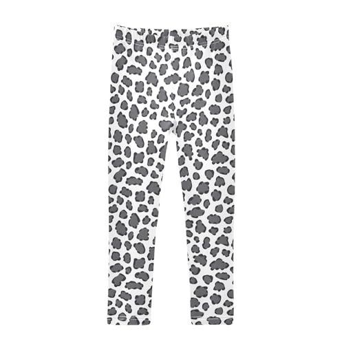 ALAZA Girls' Leggings Children's Yoga Pants Skinny Printed Dance Gray Leopard Comfortable 4T