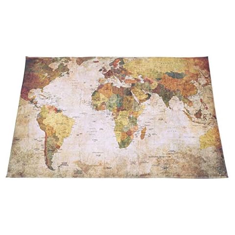 Zerodis Alfombra de mapamundi vintage con diseño de mapa del mundo, alfombra suave Cover