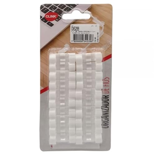 Kit 20 Clips Organizador Fixador Fios e Cabos Suporte Parede