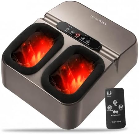 Mountrax Fußmassage mit 55°C Wärme & Shiatsu-Funktion bei Plantarfasziitis | 3D-Kneten & Rollen & Luftkompression Plantarfasziitis & Neuropathie Abnehmbare & Waschbare Bezüge Inkl.