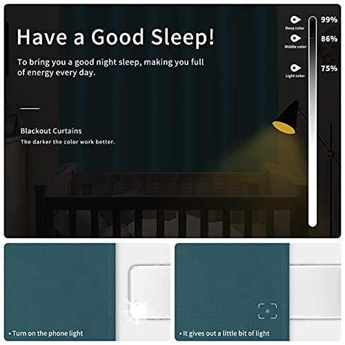Image of Easy-Going Blackout Curtains for Bedroom, Solid Thermal Insulated Grommet and Noise Reduction Window Drapes, Room Darkening Curtains for Living Room, 2 Panels(42x63 in, Peacock Blue)