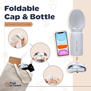 PawInTown Silicone Dog Water Bottle - Comfortable Easy Drinking, Portable Dog Bowl with Leak-Proof Design, Foldable Extra-Wide Cup, Food-Grade Portable Dog Water Bottle, Easy to Clean Dog Bottle PawInTown Silicone Dog Water Bottle – Comfortable Easy Drinking, Portable Dog Bowl with Leak-Proof Design, Foldable Extra-Wide Cup, Food-Grade Portable Dog Water Bottle, Easy to Clean Dog Bottle