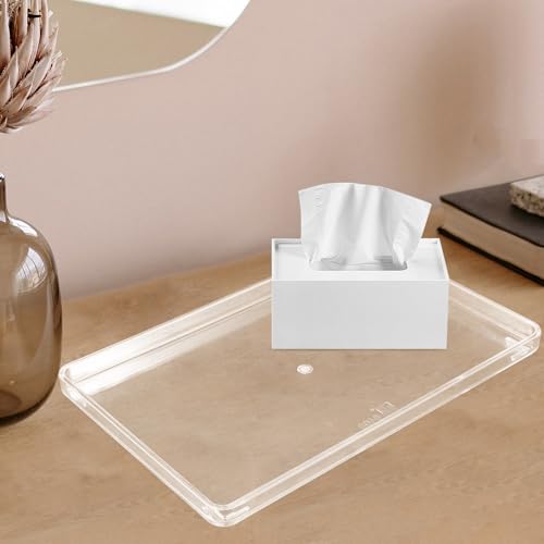 Bandeja de acrílico transparente rectangular organizador multifunción de mesa 8