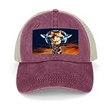 【Hochwertiger Stoff】 Unsere bedruckte Trucker-Kappe mit Giraffenmotiv besteht aus hochwertigem Baumwoll-Denim-Stoff mit moderater Dicke und natürlichem Komfort