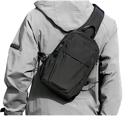 Small Sling Backpack Crossbody Bag for Men Women, Black Shoulder Chest Bags with USB Charger, Waterproof Hiking Daypacks for Travel Cycling 1 Small Sling Backpack Crossbody Bag for Men Women, Black Shoulder Chest Bags with USB Charger, Waterproof Hiking Daypacks for Travel Cycling