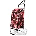 Utilitaire imperméable à l'eau pliable chariot à provisions 40L capacité panier d'épicerie Alliage léger en aluminium sac à provisions 360°poignée rotative à roues- Une rose