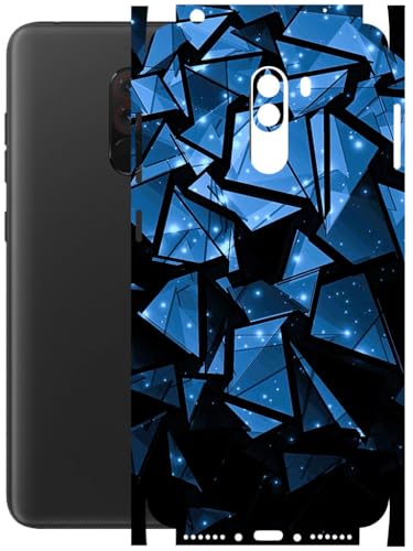 Image of AtOdds - Full Body Back Screen Guard Protector Film - Lamination Wrap Skin Sticker Compatible with Poco F1 | Scratchproof Matte Finish (Blue Crystals)