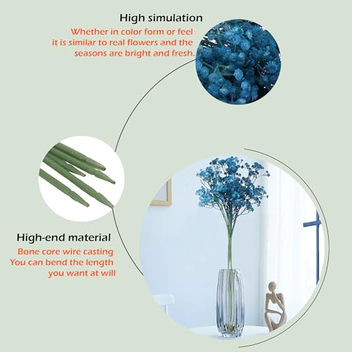 Image of HOMEVERSE 05 Pcs Baby Breath | Gypsophila Artificial Fake Silk Plants | Wedding Party | Decoration Real Touch Flowers DIY Home Garden(Blue-05pcs)