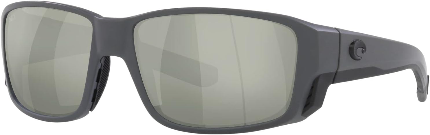 Costa Man Sunglasses Matte Black Frame, Blue Mirror Lenses, 60MM