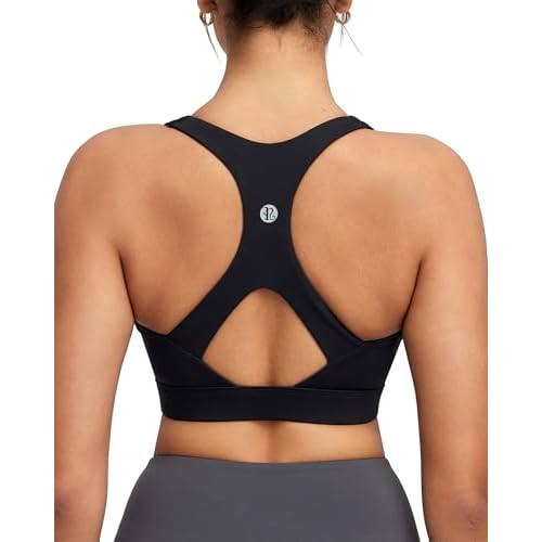 RUNNING GIRL Sports Bras for Women High Support,Molded Cup Racerback Sports Bra with Sewn in Pads Workout Running Bra(WX3176Black,S)