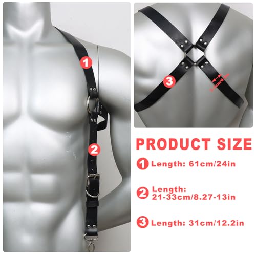 GKLWEJ Herren Leder Harness, Body Sex Punk Brust, Rave Outfit, Gay Unterwäsche, Clubwear, Gladiator Kostüm, Sklave Bandage, Verstellbar