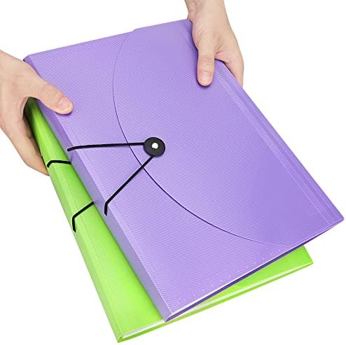 Maimis 2 Pcs Accordion File Organizer, 13 Pocket Expanding File Folder with Labels, Plastic Monthly Receipt Document Organizer, Portable Expandable Accordian Folder, Letter/A4 Size