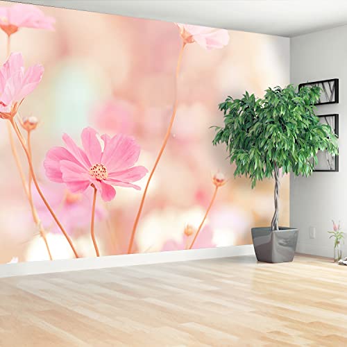 Papier peint fleurs d'espace rose grand format pour masquer les défauts