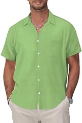 Green Cotton Button Down Shirt Men