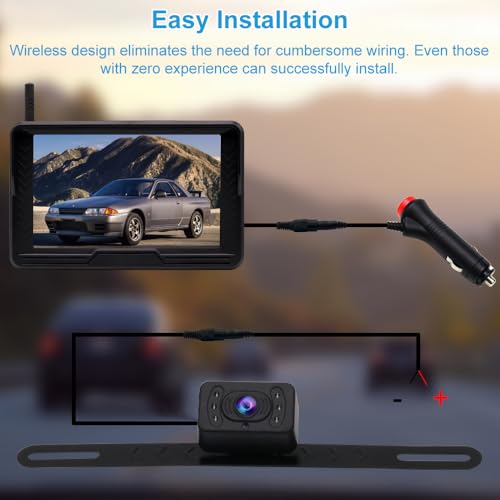 Wireless Backup Camera Digital Signal 5 Inch HD 1080P Rear View Monitor Kit IP69 Waterproof Night Vision Reverse Cameras for Truck Car RV Pickup Camper Van