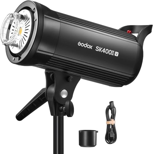 GODOX SK400II-V 400Ws Photo Studio Strobe GN65 Built-in LED Modeling Lamp 5600±200K Strobe Light Photography for Product/Wedding/Portrait