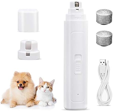 HATISS Pet Nail Grinder, Professional 2-Speed Electric Dog Nail Trimmer Quiet & Safe Dog Nail File with 2 LED Light Rechargeable Dog…