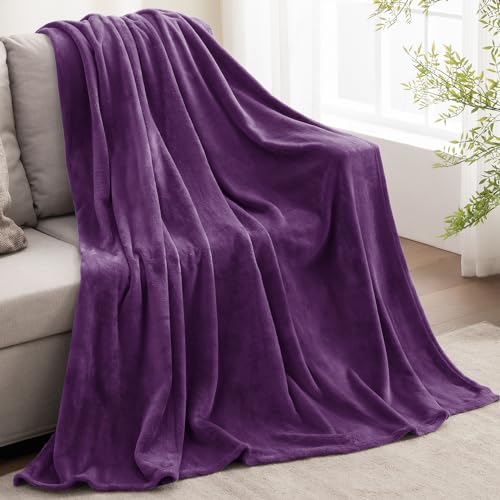 Image of BEDELITE Fleece Blanket Purple Throw Blanket for Couch & Bed, Luxury Plush Cozy Fuzzy Blanket 50 inch x 70 inch, Super Soft Warm Lightweight Fall Throw Blanket for Travel Camping