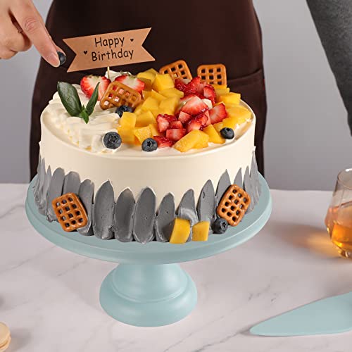 Ecoway Round Cake Stand 9.84 Inch With Spatula, Natural Bamboo Fiber Cake Stand Turquoise Cupcake Stand Dessert Display Plates Cupcake Holder For Birthday Parties, Wedding Party, Baby Shower #TOP6