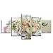 Produktbild DAIZHJ Leinwand Malerei Home Wand Kunstdruck Bilder 5 Stücke Weiß Rosa Rose Blumen Bouquet Poster Modulare Wohnzimmer Dekor