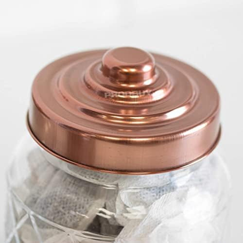 3 x Glass Storage Canisters with Copper Coloured Lids