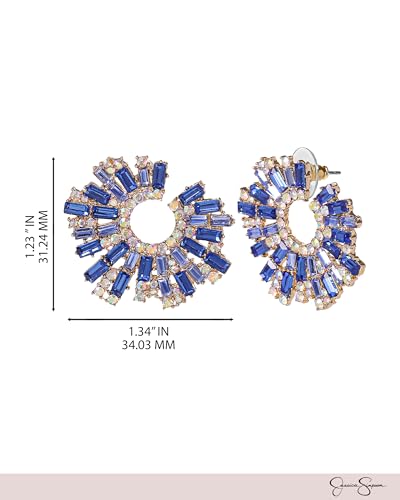 Jessica Simpson Multistone Crystal Earrings for Women, Silver or Gold-Tone Sparkly Earrings Dangle, Drop, Teardrop, and Stud4