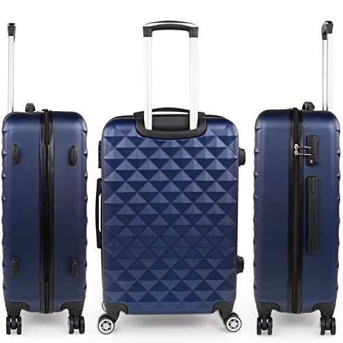 Trolley valise moyenne ITACA en ABS bleu haute résistance choc