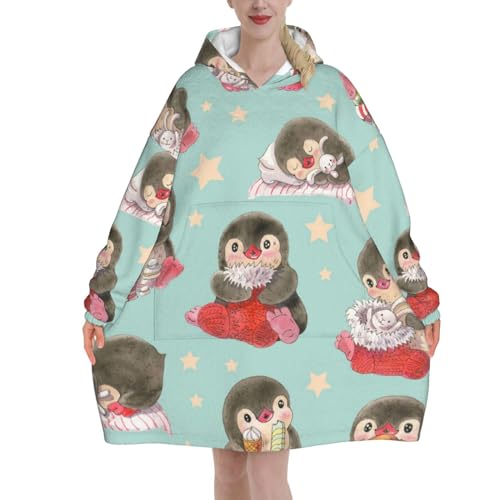 Sweat-shirt en flanelle pingouins, idée cadeau femme idéale pour l'hiver