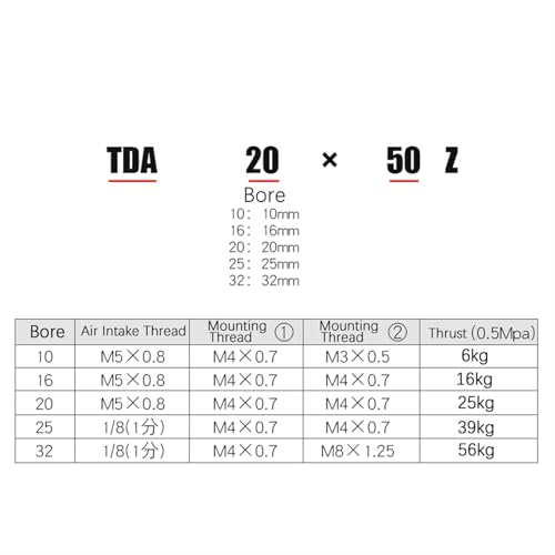 Vérin pneumatique double arbre TN20 compact à forte poussée de 80mm - 6