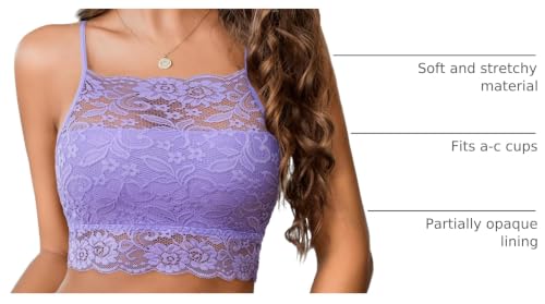Image of Avidlove Lace Bralette for Women High Neck Camisoles Racerback Double-Layered Crop Top