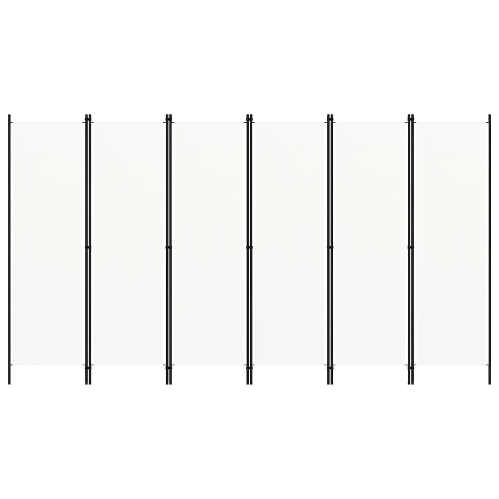 Paravent Interieur, Cloison de Séparation Séparateur de Pièce Diviseur Écran d'Intimité 6 Panneaux Blanc 300x180 cm