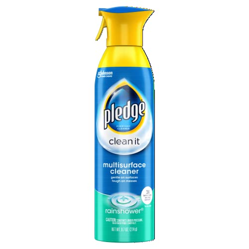 Pledge Multisurface Cleaner Spray, Rainshower Scent - Electronic, Stainless Steel & Glass Cleaner (1 Aerosol Spray), 9.7 oz