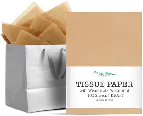 Ocean Tides 100 hojas (14 x 20 pulgadas) de papel de regalo de Navidad, papel de seda de regalo a granel para manualidades, cumpleaños y vacaciones,