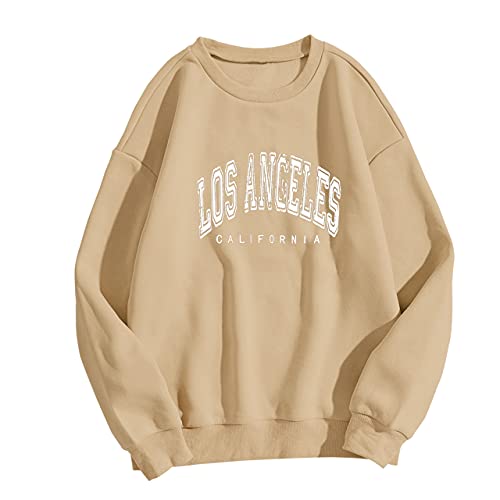 SAFRISIOR Women Oversized Los Angeles California Letter Print Gra...