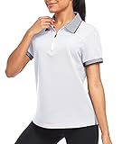 IGEEKWELL Womens Golf Polo Neck Collar with Zip Up Polo Short Sleeves Moisture Wicking Tennis Polo S