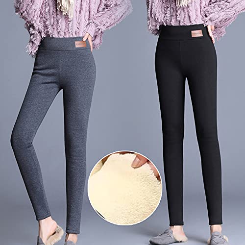 Leggings forradas com lã, cintura alta, quente, confortável, comprimento total, slim leggings para m