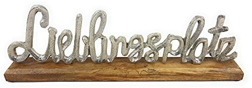 Deko-Skulptur mit Metall-Schriftzug auf Holz-Standfuß Leiste Wohnung modern (Lieblingsplatz) Cover