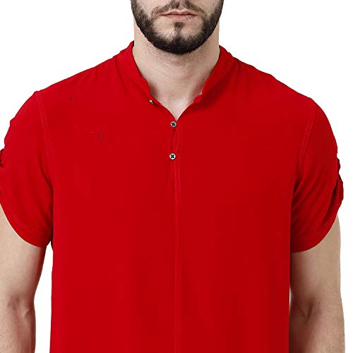 Image of Identiti Short Sleeves Solid Slim Fit 100% Viscose Casual Shirt /Kurta for Men