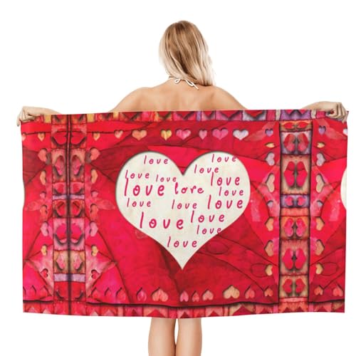 Serviette de bain de luxe avec imprimé cœurs à offrir en cadeau