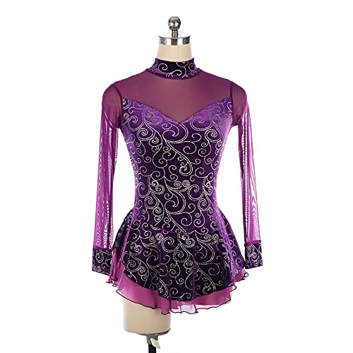 Robe de patinage artistique ornée de strass brillants avec finitions de qualité supérieure