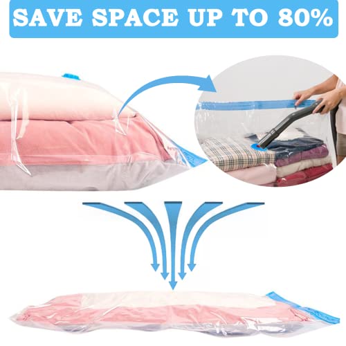 6 Stück Vakuumbeutel für Kleidung Bettdecken, Jumbo 100x80cm XL Vacuum Storage Bags for Clothing Bettwäsche Kissen