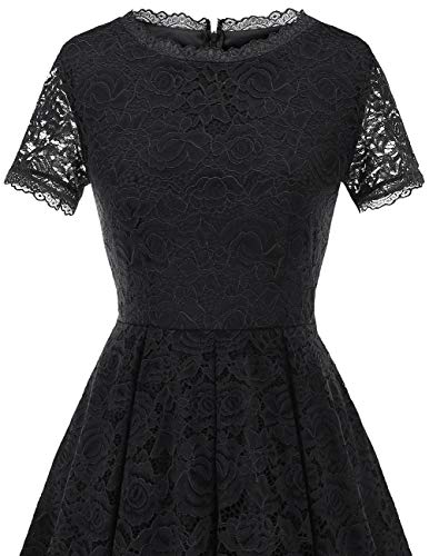 image for DRESSTELLS Lace Black Bridesmaid Dress, Tea Length Mother of The Bride