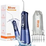 Bitvae Water Dental Flosser Teeth Pick, Cordless Flosser for Travel with 6 Jet Tips, 3 Modes 5 intensities, IPX7 Waterproof Portable & Rechargeable Oral Irrigator Cleaner, Midnight Blue