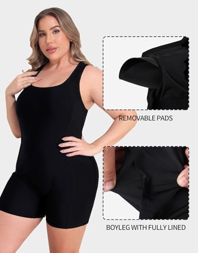 beautyin Plus Size Swimsuit for Women Athletic Boyleg One Piece Bathing Suit4