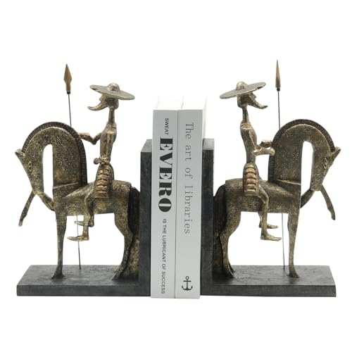 Lukitas Don Quixote Bookends - Heavy Duty Book Holder Non-Slip, Knight Creative Ornaments for Home Office Shelves Decor, Spanish Literature Inspired D