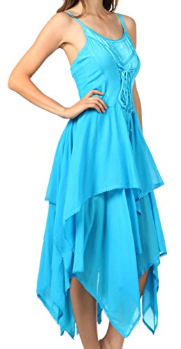 Image of Sakkas Lady Mary Jacquard Corset Style Bodice Lightweight Handkerchief Hem Dress