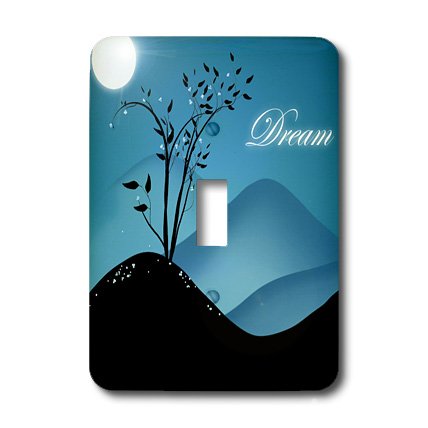 Interrupteur simple lune et arbre 3dRose à bascule fluide - 4