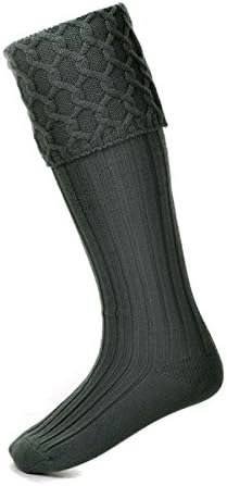 The House of Cheviot Lewis Cable Knit Charcoal Grey Merino Wool Kilt Hose Socks Made in Scotland