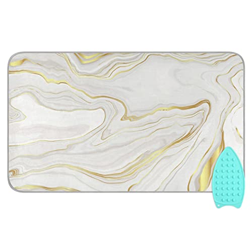 Emelivor Gold Marble Ironing Mat Portable Ironing Pad Blanket For Table Top Heat Resistant Ironing Board Cover With Silicone Pad For Dryer Washer Tabletop Iron Board Alternative Cover, 47.2X27.6In #TOP29